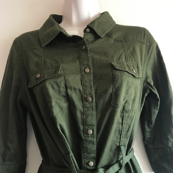 Merona Military Inspired Button Shirt Dress - Picture 2 of 8